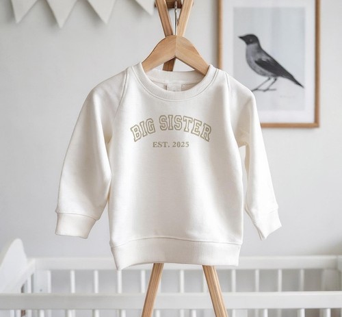 Weißes besticktes Sweatshirt mit großer Schwester, Schwester Sweatshirt, Big Sister Pullover Weißes besticktes Sweatshirt mit großer Schwester, Schwester Sweatshirt, Big Sister Pullover
