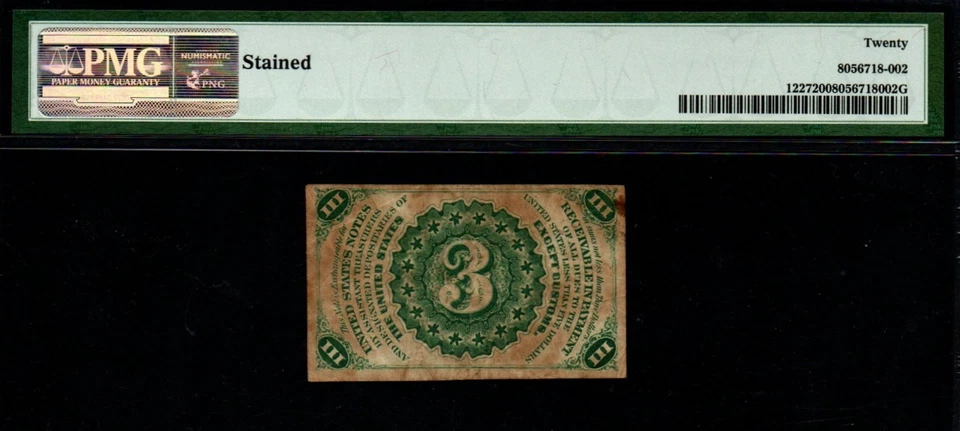 3rd Issue 1864-69 3c CERTIFIED Washington Fractional Currency! - Image 2 of 2
