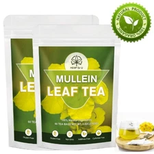100Packs Mullein Leaf Tea Bags - Lung Cleanse Detox Herbal Enhance Immunity