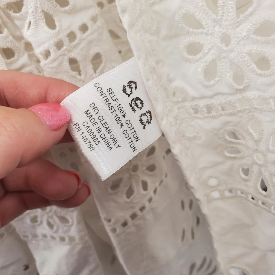 Море Нью-Йорк куртка женщин XS белый отверстие кружева пеплум кромки укороченный кнопка спереди - Изображение 3 из 4