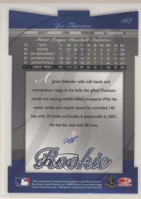 2002 Donruss Elite Rookie Aspirations Die-Cut /75 Joe Thurston #162 - Image 2 of 2