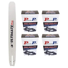 20" Guide Bar And 4 Pack Full Skip Chisel Chain 3/8" .050" 72DL For Husqvarna