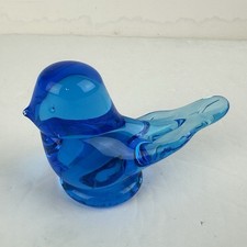 Titan Art Glass Blue Bird of Happiness Happy Little Figurine Paperweight 1999