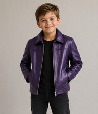Boys Light Weight Leather Jacket Classic Minimalist Zip 2 12 Yrs Handmade
