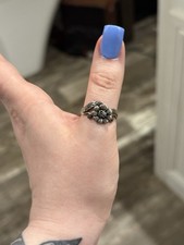 925 Sterling Silver Flower Ring Size 8 Floral Design Leaves