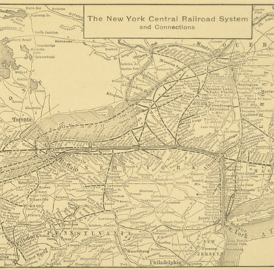 Vintage NEW YORK CENTRAL Railroad Map of NYC Railway Old Antique ca 1918