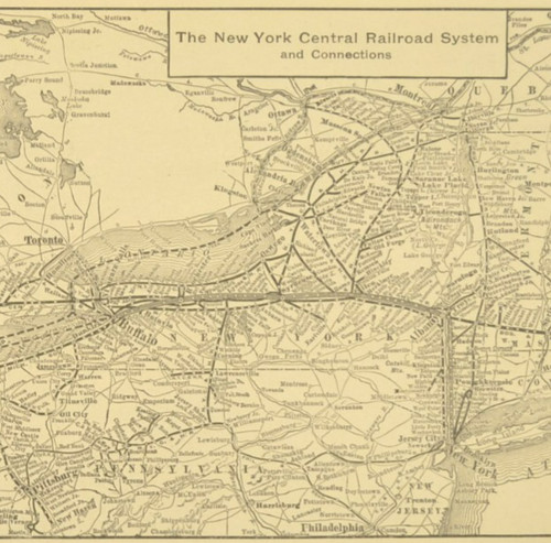Vintage NEW YORK CENTRAL Railroad Map of NYC Railway Old Antique ca 1918