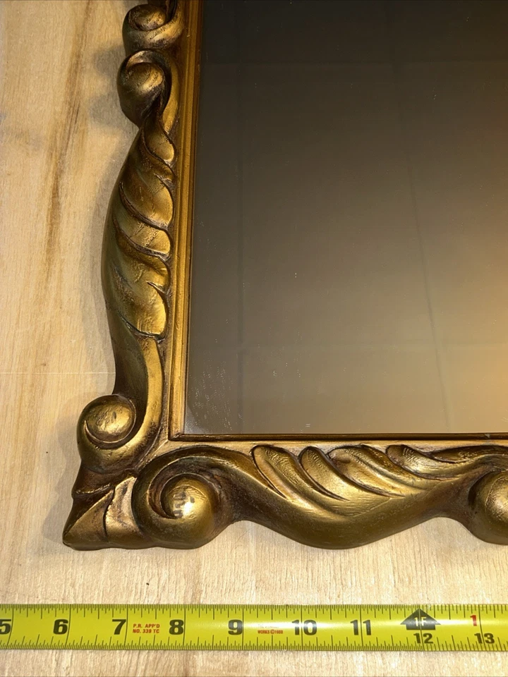 VTG MCM Syroco Style Gold Ornate Vanity LG Decor Mirror Hollywood Regency 17x23” - Image 2 of 4