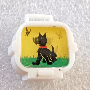Vari-vue Flicker Dog Watching Bird Flying Television Vending Charm 1970s NOS?