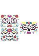 Set of Day of the Dead, Halloween Fluorescent Face temporary tattoos  GLOWING