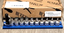 VIM 10pc 1/4 dr Metric Stubby Hex Bit Driver Socket Set w/Magrail 2-10mm SHM400A