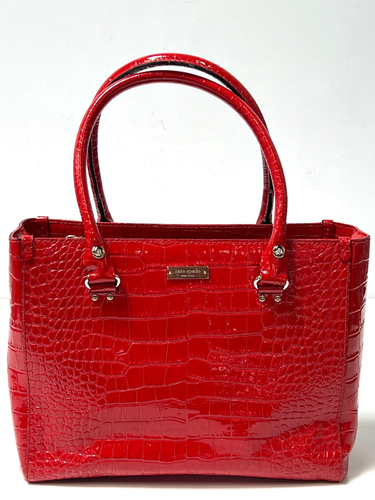 Kate Spade Damen glänzend rot Kroko. Handtasche Print