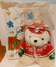 Vintage 1992 DAYTON HUDSON CHRISTMAS CAROLER SANTA BEAR Complete w/STORE BAG