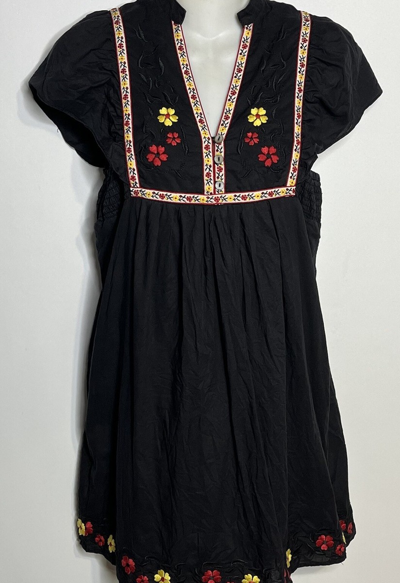 black embroidered tunic dress Jodifl Embroidered Tunic Dress main image 1