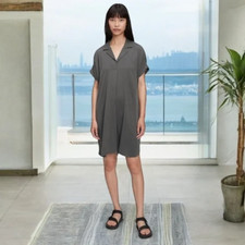 GAP TENCEL Lyocell Popover Dress with Pockets in Soft Black Size Small