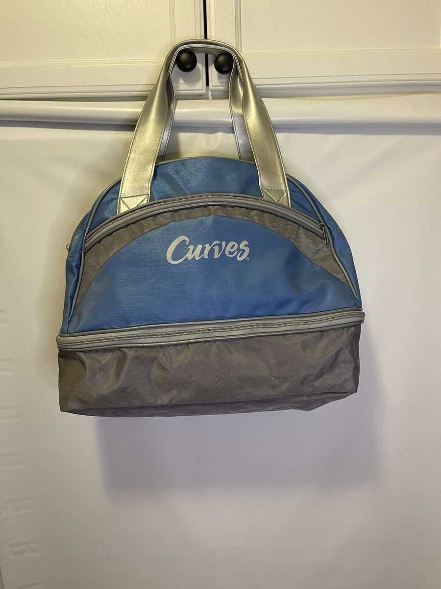 CURVES BLUE VINYL DUFFLE GYM TRAVEL BAG YOGA WORKOUT