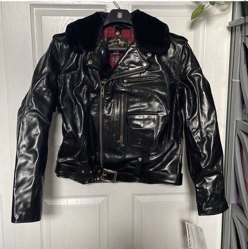 Legendary USA Black Stallion Horsehide Motorcycle Jacket Mens 44 BNWT