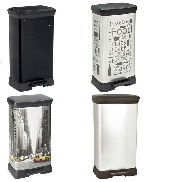 Curver Mülleimer Tretpedal 50L Abfalleimer Abfallbehälter Treteimer 4 Motive