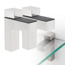 Glass Shelf Brackets 2 Pack Brushed Nickel Adjustable Glass Floating Shelf Ho...