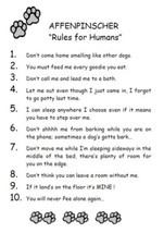 Affenpinscher "Rules for Humans" - CUSTOM MATTED - Dog Art Print : GIFT