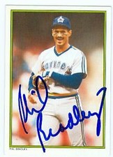 Phil Bradley autographed baseball card (Mariners) 1986 Topps All Star Set #54