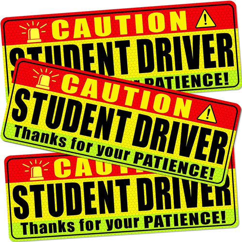 3-PCS STUDENT DRIVER CAR MAGNET Bumper Magnetic Reflective Safety Warning Sign - Picture 9 of 9
