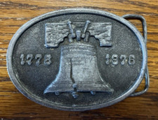 VINTAGE 1975 LIBERTY BELL "1776-1976" BICENTENNIAL BELT BUCKLE Bergamot Brass Wo
