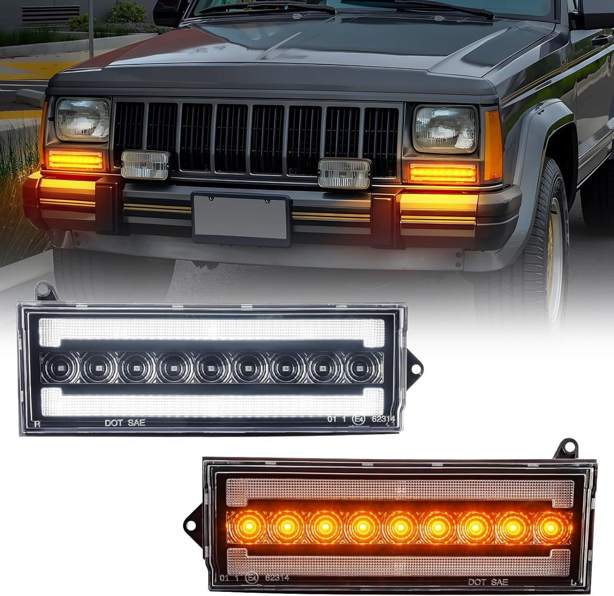 LED Turn Signal DRL Parking Corner Light for 1984-1996 Jeep