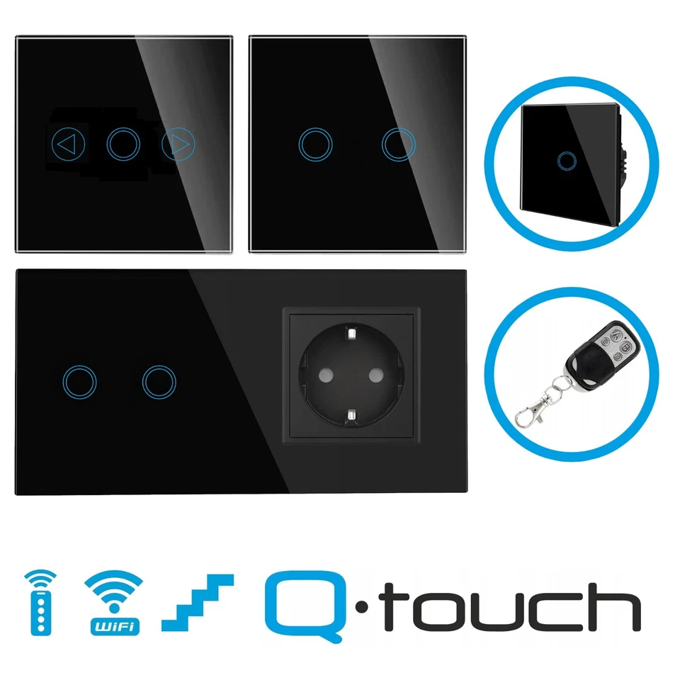 ADELID ® Glas Touch Schalter Wechselschalter Kreuzschalter Dimmer Wi-Fi Schuko Steckdose