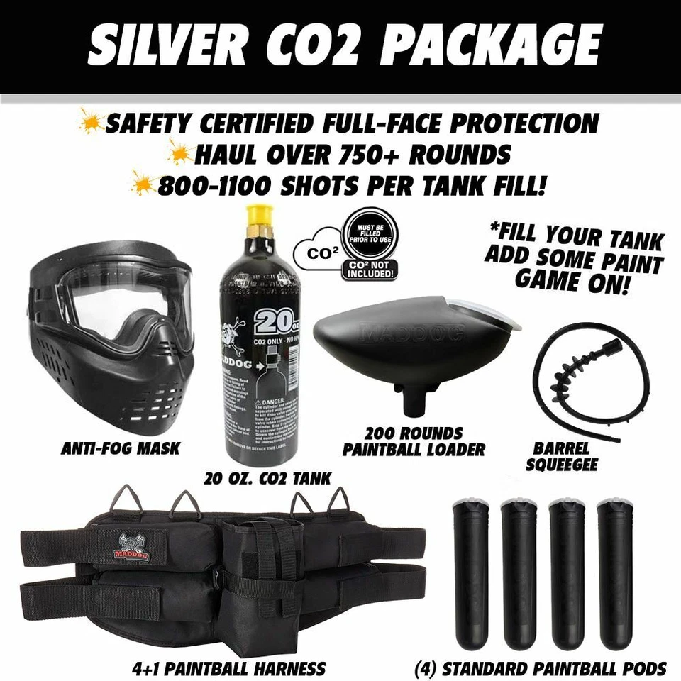 Pistola de paintball Maddog Tippmann Cronus táctica plateada CO2 paquete inicial oliva Foto 2 de 4