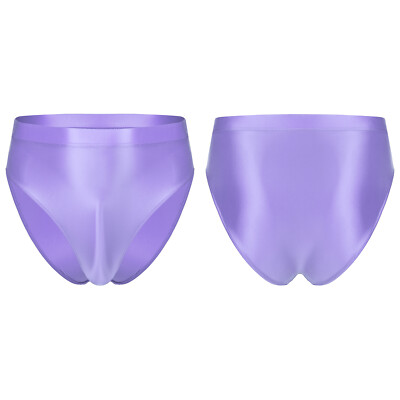 US Men's Oil Glossy Smooth Bikini Briefs Ice Silk Stretchy Sissy Thong Underwear