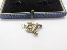 Sterling Silver Traditional Spinning Wheel Charm Pendant Vintage c1970