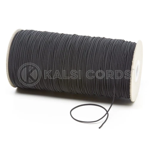1.5mm BLACK THIN ROUND ELASTIC CORD SWING TICKETS GIFT TAGS JEWELLERY 300 METRES