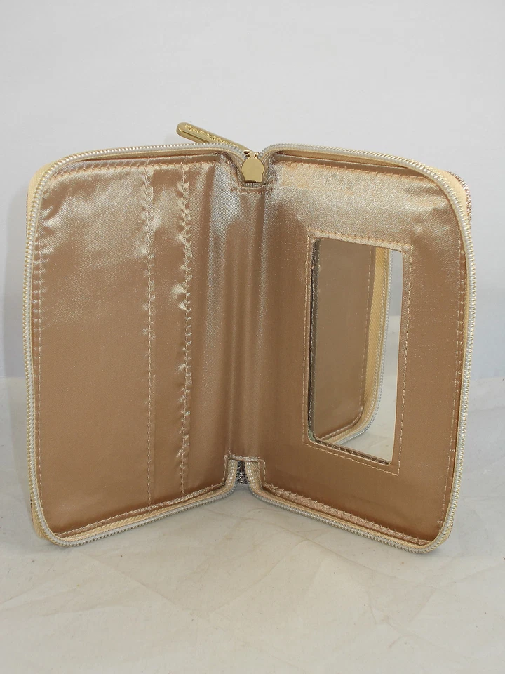 Bareminerals золото блестящий молнии вокруг зеркальный бумажник застежки макияж косметичка - Изображение 2 из 2