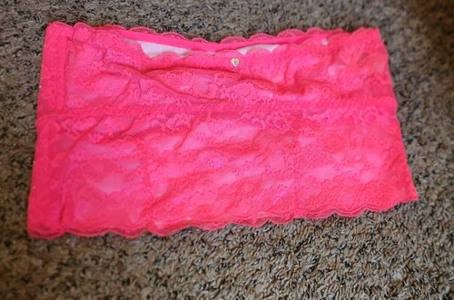 NEW Victoria's Secret PINK Ruched Lace Bandeau Top Bra Sparkle Large - Picture 10 of 11