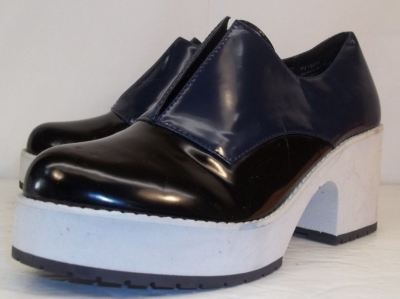 Shellys London Chero Women's US 8.5 Blue Black Vegan Leather Platform Shoes 1931
