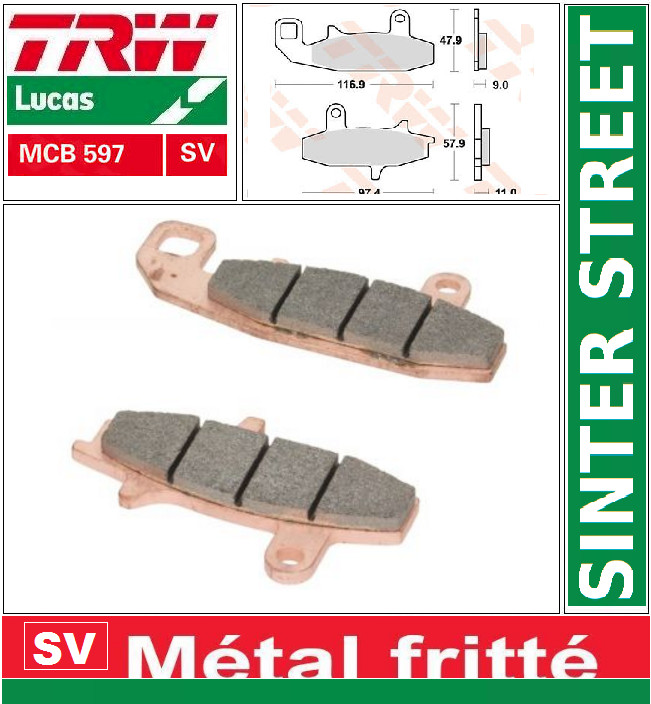 Plaquettes de frein TRW MCB597SV : un freinage puissant pour Suzuki DR-Z 800