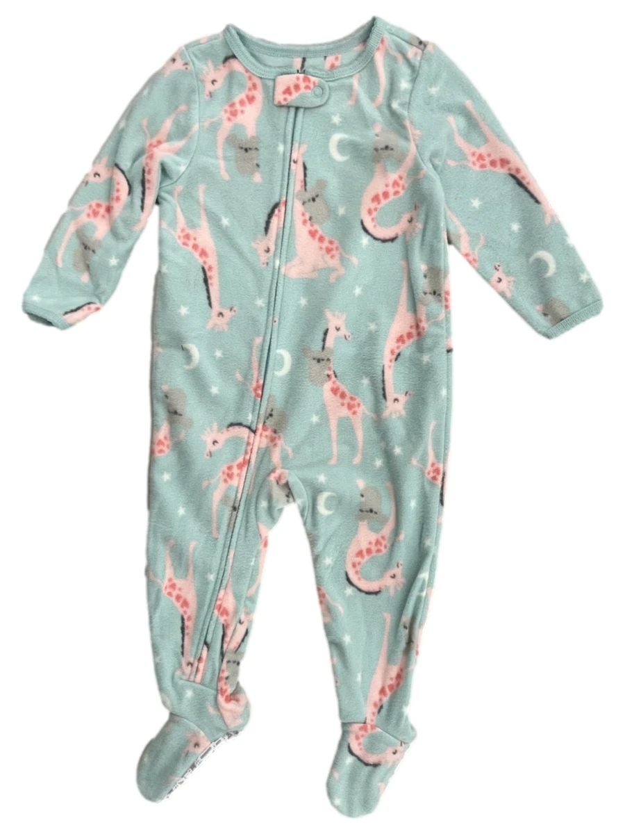 Carters Infant Toddler Girls Giraffe Koala Fleece Zip Up Sleeper Pajamas