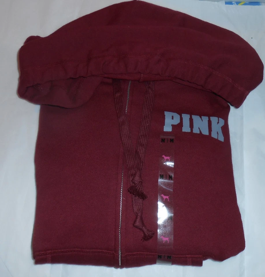 Victoria's Secret "Love Pink" Sudadera con Capucha de Terry Francés Ciruela Mediana (M) Nueva con Etiquetas Foto 4 de 4