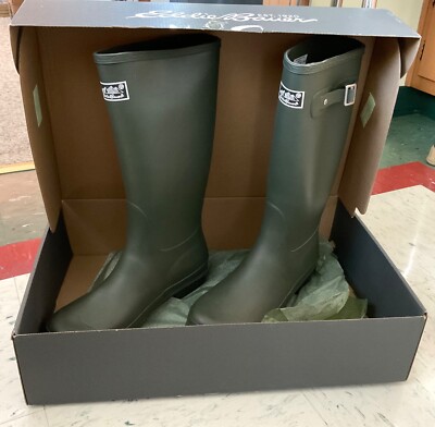 EDDIE BAUER WOMEN'S SIZE 11 DARK LODEN GREEN RAIN PAX BOOTS MINT IN BOX
