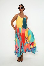Women's Parrot Paradise Viscose Sundress Spaghetti Strap Maxi dress