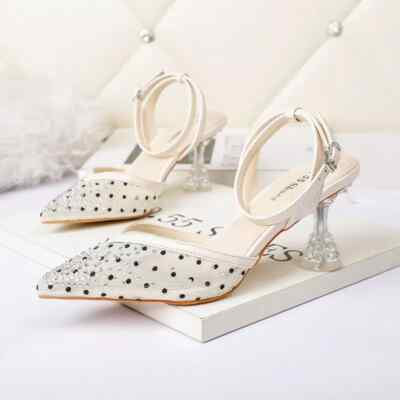 Pumps Damenschuhe beige Strass bequem 7 cm elegant Kunstleder 9113