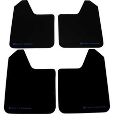 Rally Armor Basic Universal Mud Flaps Set4 No Hw Black W Blue Logo Mf12-bas-bl