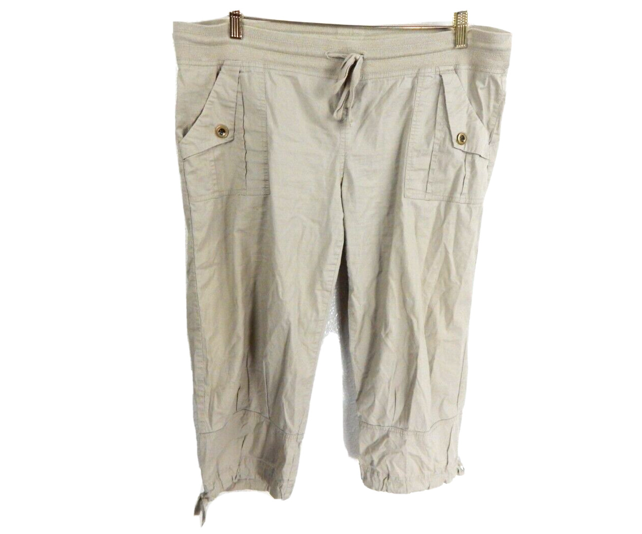 Wearables XCVI Women's Large 12 Pants Beige Crop Capr… - Gem