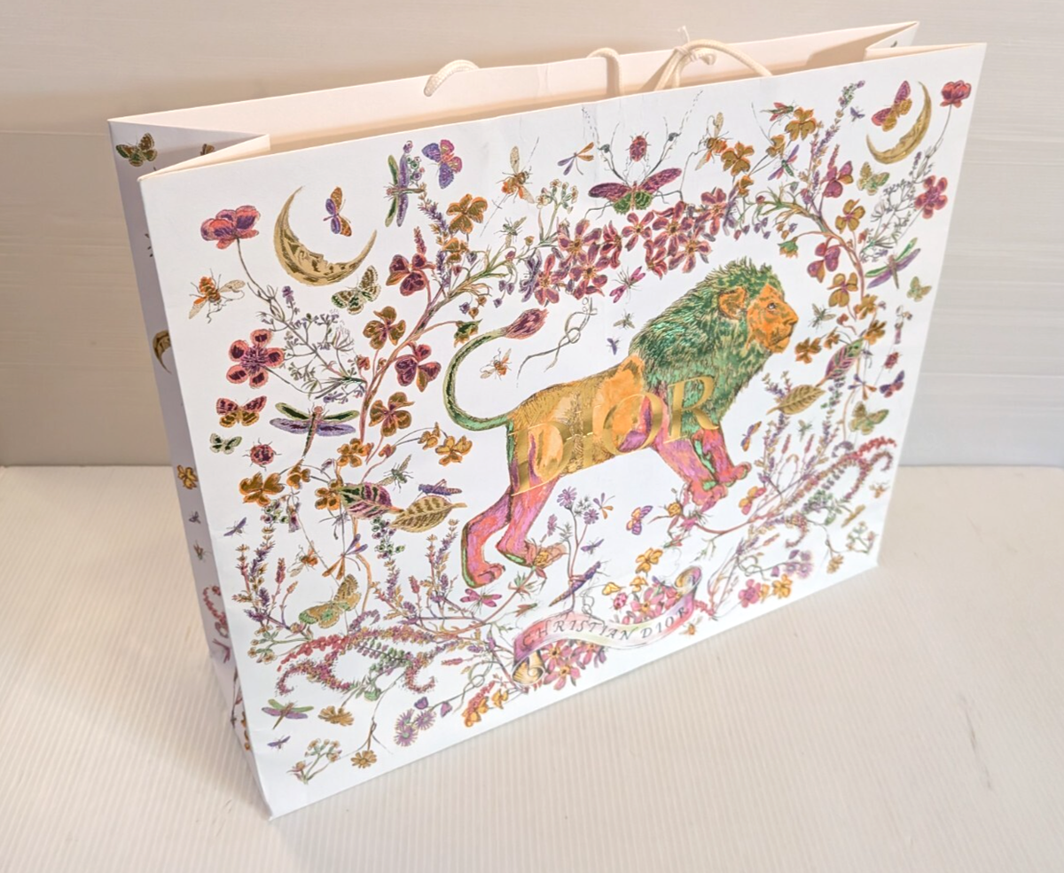 【未開封】 【Dior】ジグソーパズル 花と動物デザイン Authentic Dior Large Lion Floral Shopping Bag Gift Tote w/ star 25