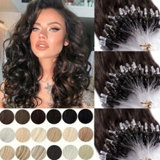 Micro Ring Loop Tip Remy Human Hair Extensions Straight Micro Beads Link Hair AA