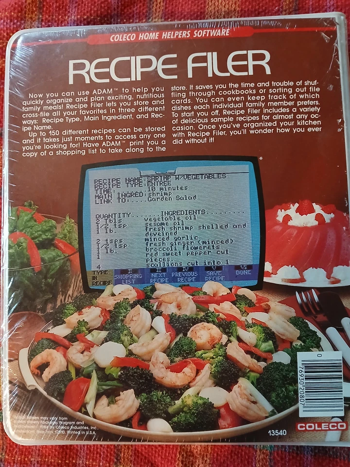 Recipe Filer (ColecoVision, 1984) Coleco ADAM Home Helpers Software NEW! - Image 3 of 4