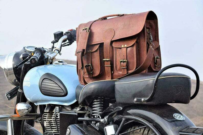 Bag Vintage wide Leather Messenger Satchel Genuine Laptop Shoulder Briefcase
