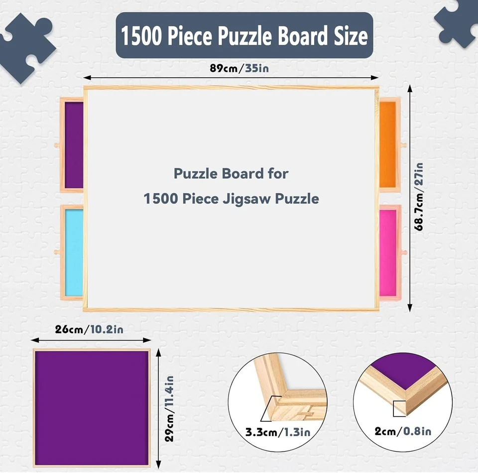 1500PCS Puzzle Table Tilting Adjustable Jigsaw Puzzle Board 4 Drawers W Cover.AU - image 3 of 4