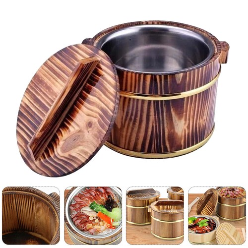 Holz Reiskübel Kinder Schüssel Behälter mit Deckel Sushi Wanne Wärmer - Bild 12 von 12